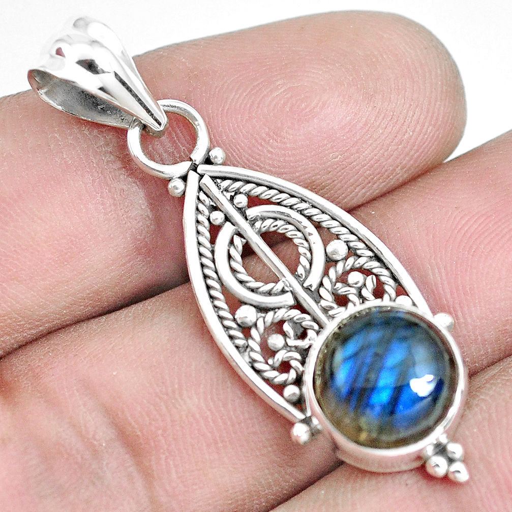 4.87cts natural blue labradorite 925 sterling silver pendant jewelry p45198