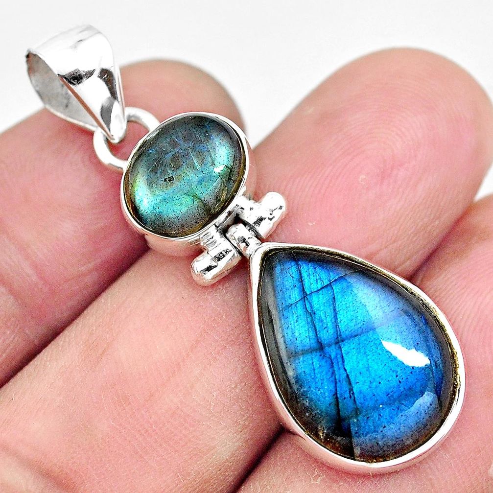 15.08cts natural blue labradorite 925 sterling silver pendant jewelry p87707