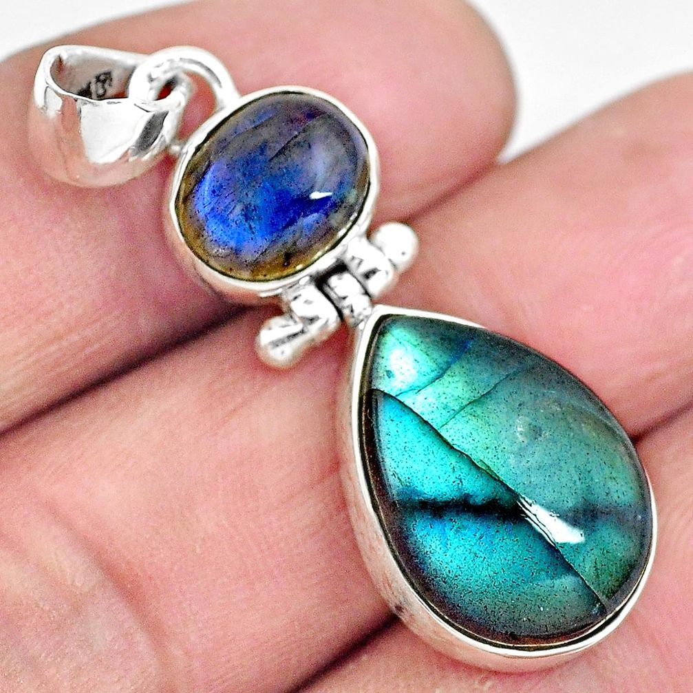 15.72cts natural blue labradorite 925 sterling silver pendant jewelry p87717