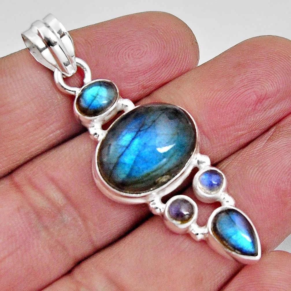 15.76cts natural blue labradorite 925 sterling silver pendant jewelry p89194