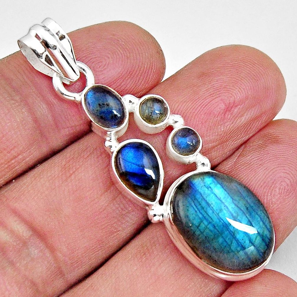 14.82cts natural blue labradorite 925 sterling silver pendant jewelry p89197