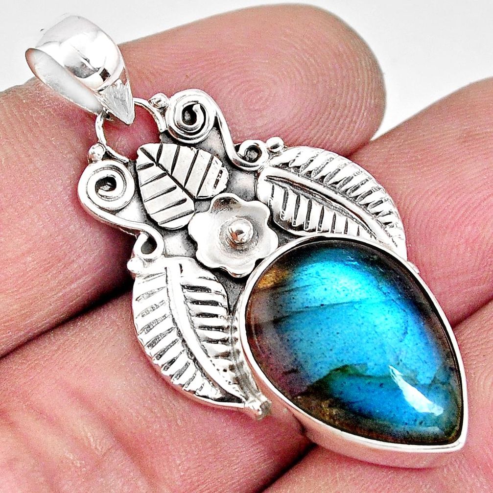 14.23cts natural blue labradorite 925 sterling silver pendant jewelry p90279