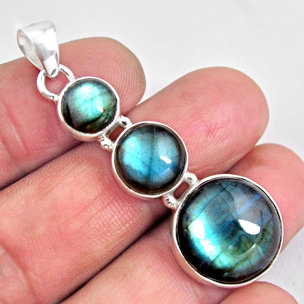 16.87cts natural blue labradorite 925 sterling silver pendant jewelry p90379