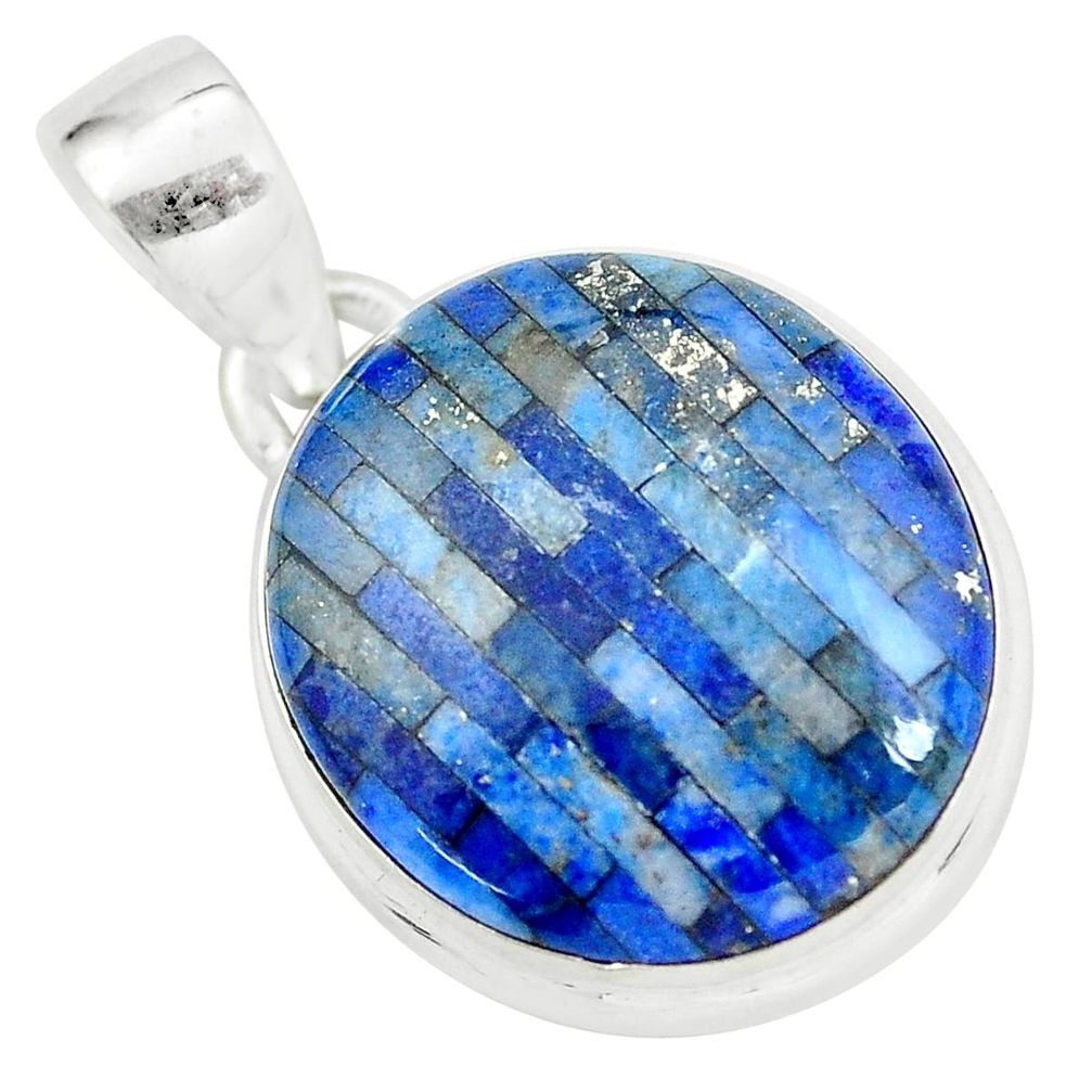 11.55cts natural blue lapis lazuli 925 sterling silver pendant jewelry p58829