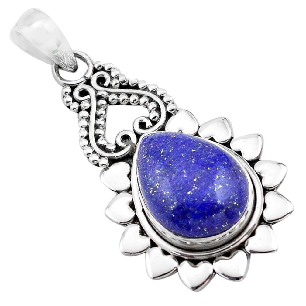 10.69cts natural blue lapis lazuli 925 sterling silver pendant jewelry p84742