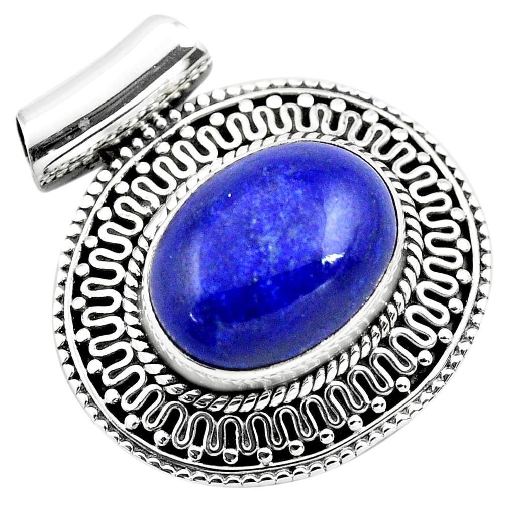 10.44cts natural blue lapis lazuli 925 sterling silver pendant jewelry p86648