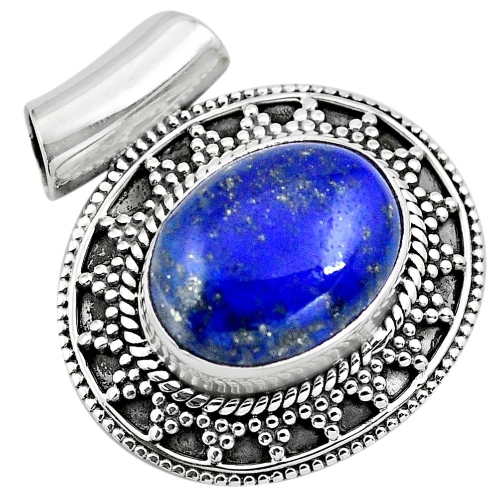 9.71cts natural blue lapis lazuli 925 sterling silver pendant jewelry p86651