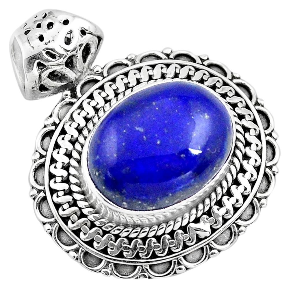 9.44cts natural blue lapis lazuli 925 sterling silver pendant jewelry p86653