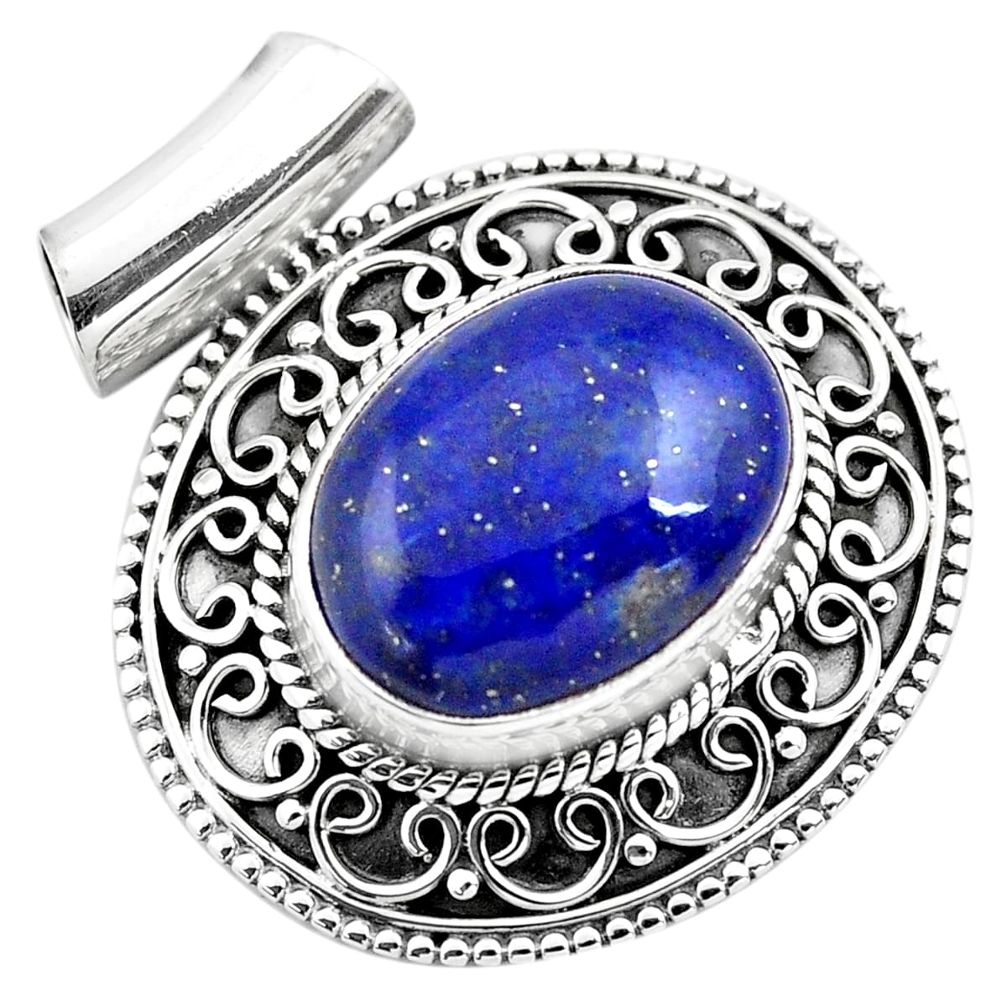 9.72cts natural blue lapis lazuli 925 sterling silver pendant jewelry p86656