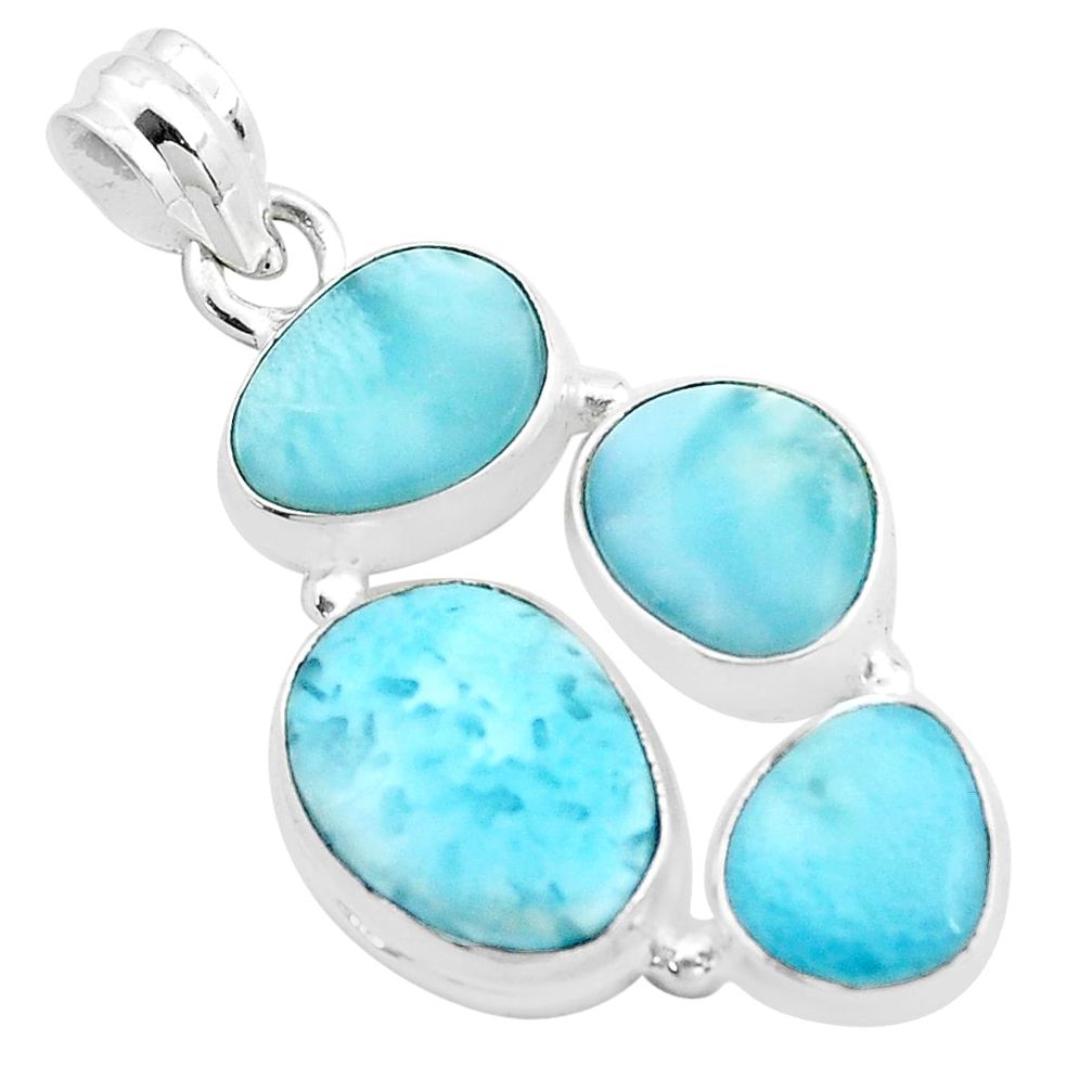 17.42cts natural blue larimar 925 sterling silver pendant jewelry p38321