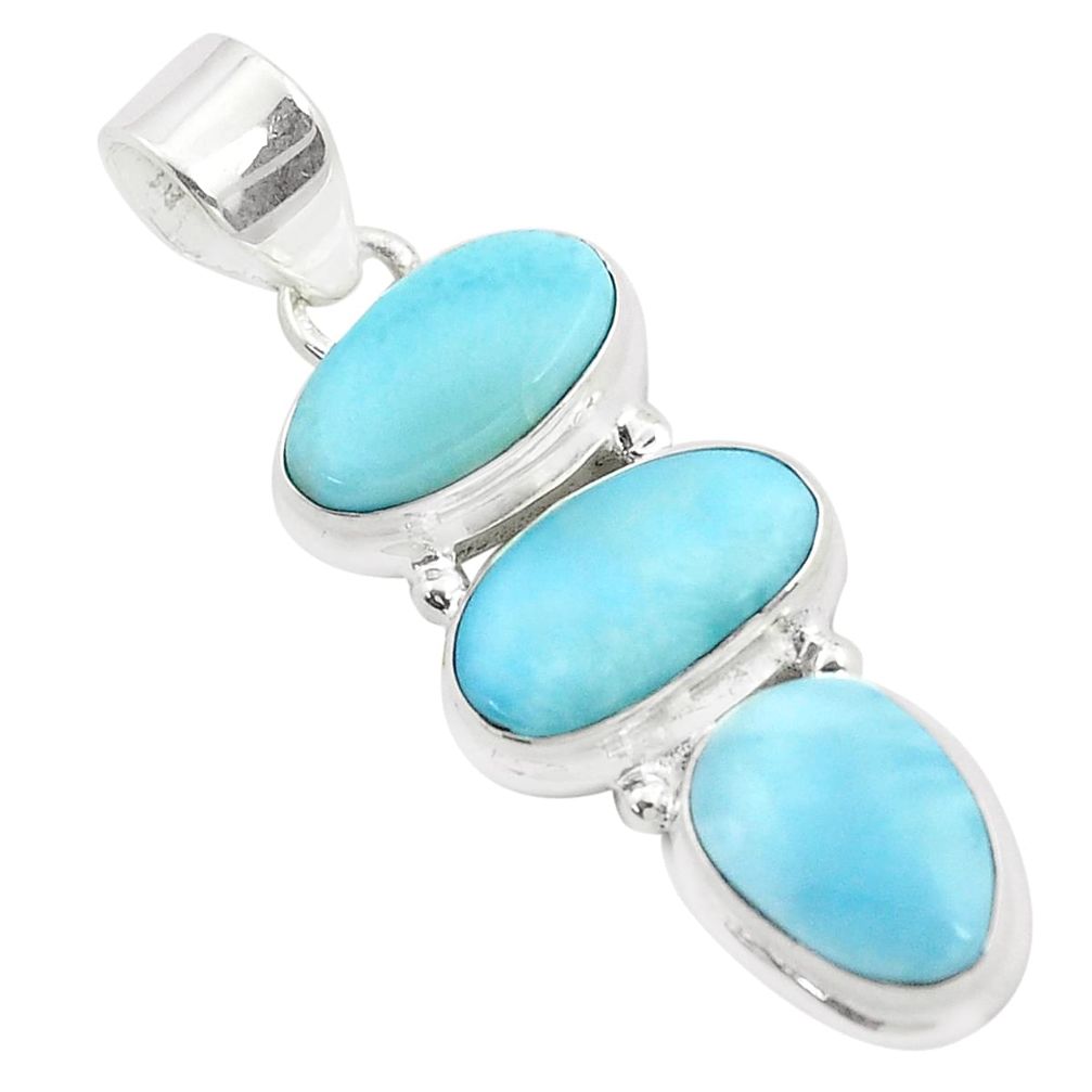 15.39cts natural blue larimar 925 sterling silver pendant jewelry p38380