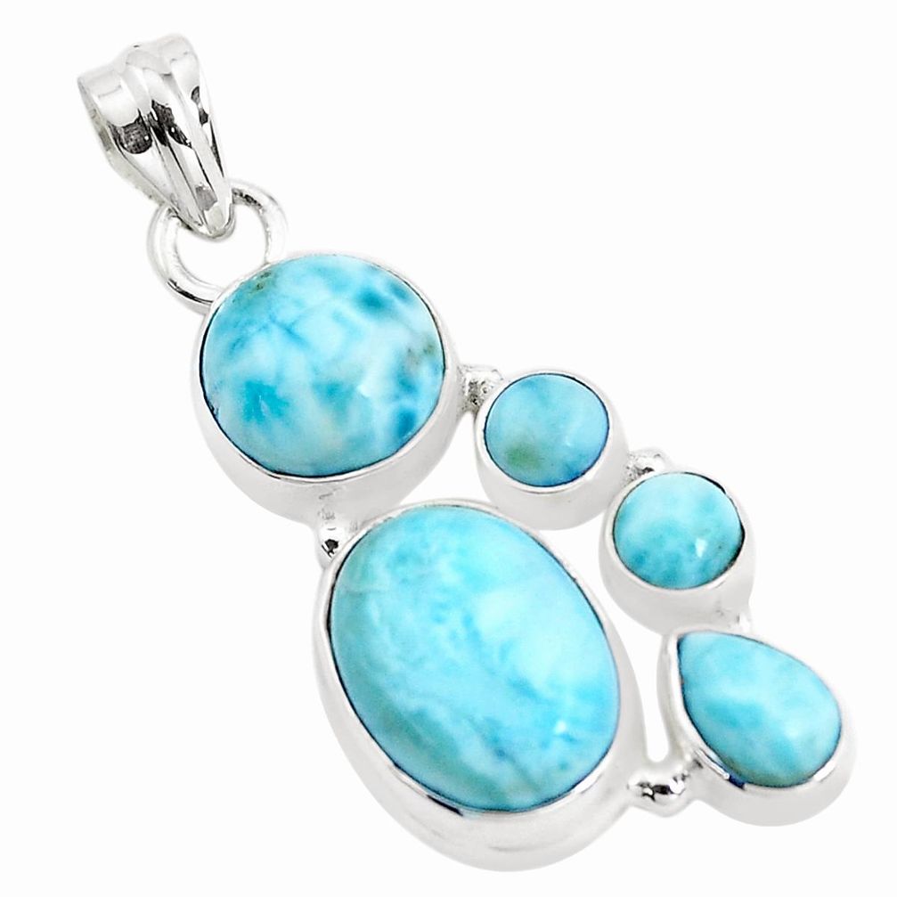 12.73cts natural blue larimar 925 sterling silver pendant jewelry p38385