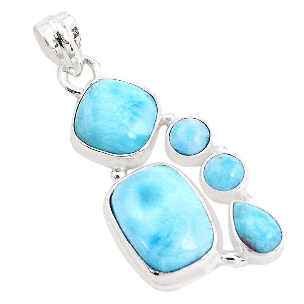 13.70cts natural blue larimar 925 sterling silver pendant jewelry p38387