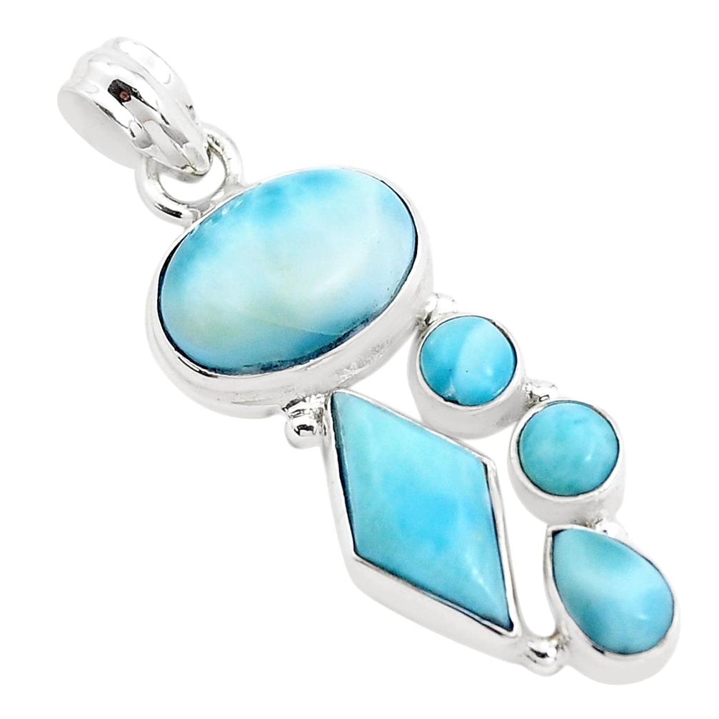 13.77cts natural blue larimar 925 sterling silver pendant jewelry p38394