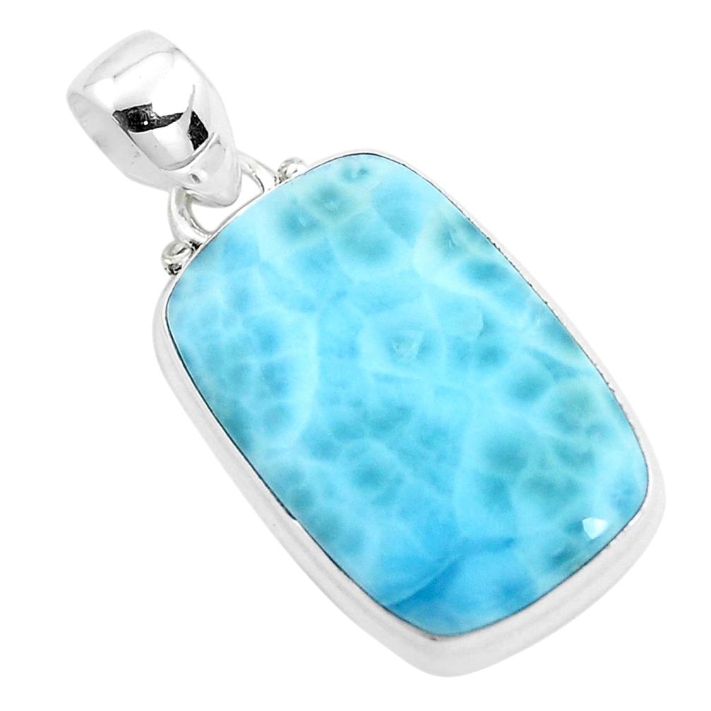 16.73cts natural blue larimar 925 sterling silver pendant jewelry p38399