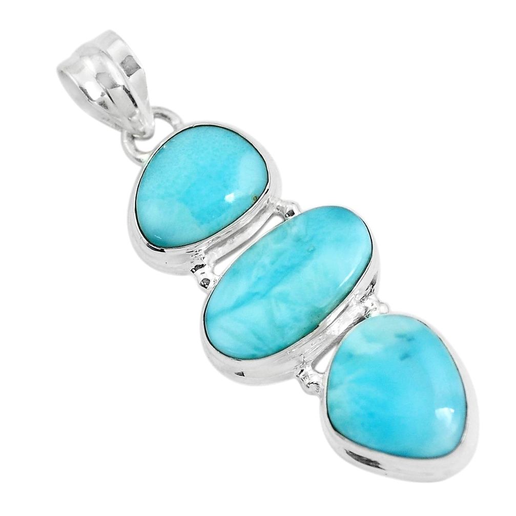 19.25cts natural blue larimar 925 sterling silver pendant jewelry p47661