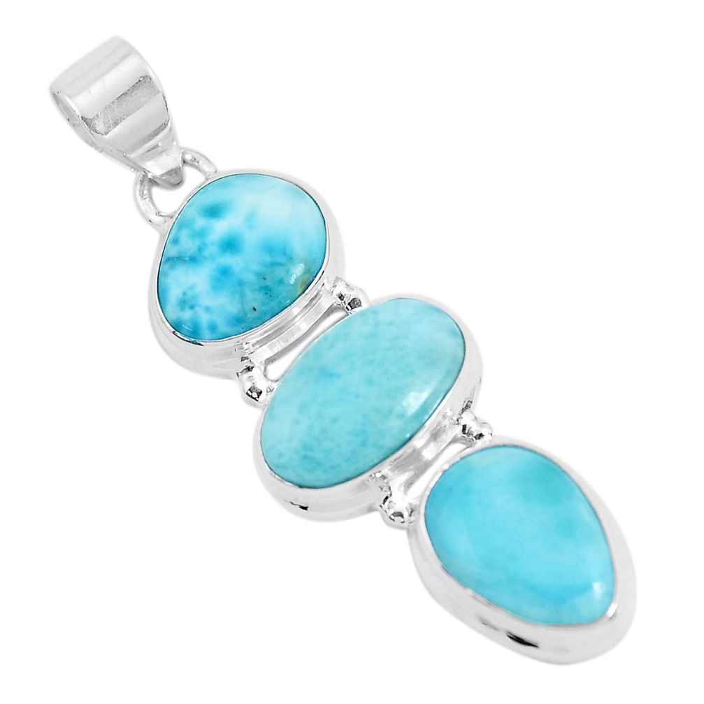 16.85cts natural blue larimar 925 sterling silver pendant jewelry p47662
