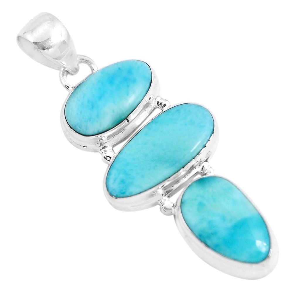 17.95cts natural blue larimar 925 sterling silver pendant jewelry p47663