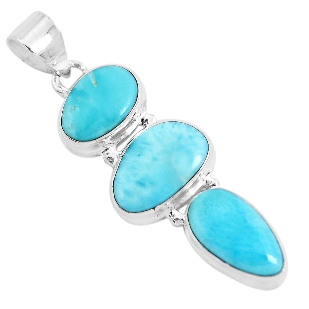 17.93cts natural blue larimar 925 sterling silver pendant jewelry p47666