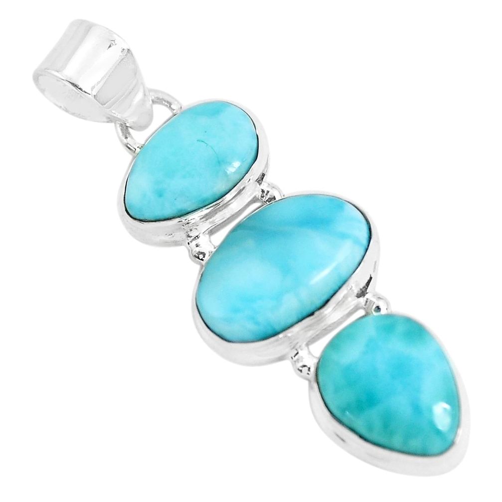 16.54cts natural blue larimar 925 sterling silver pendant jewelry p47669