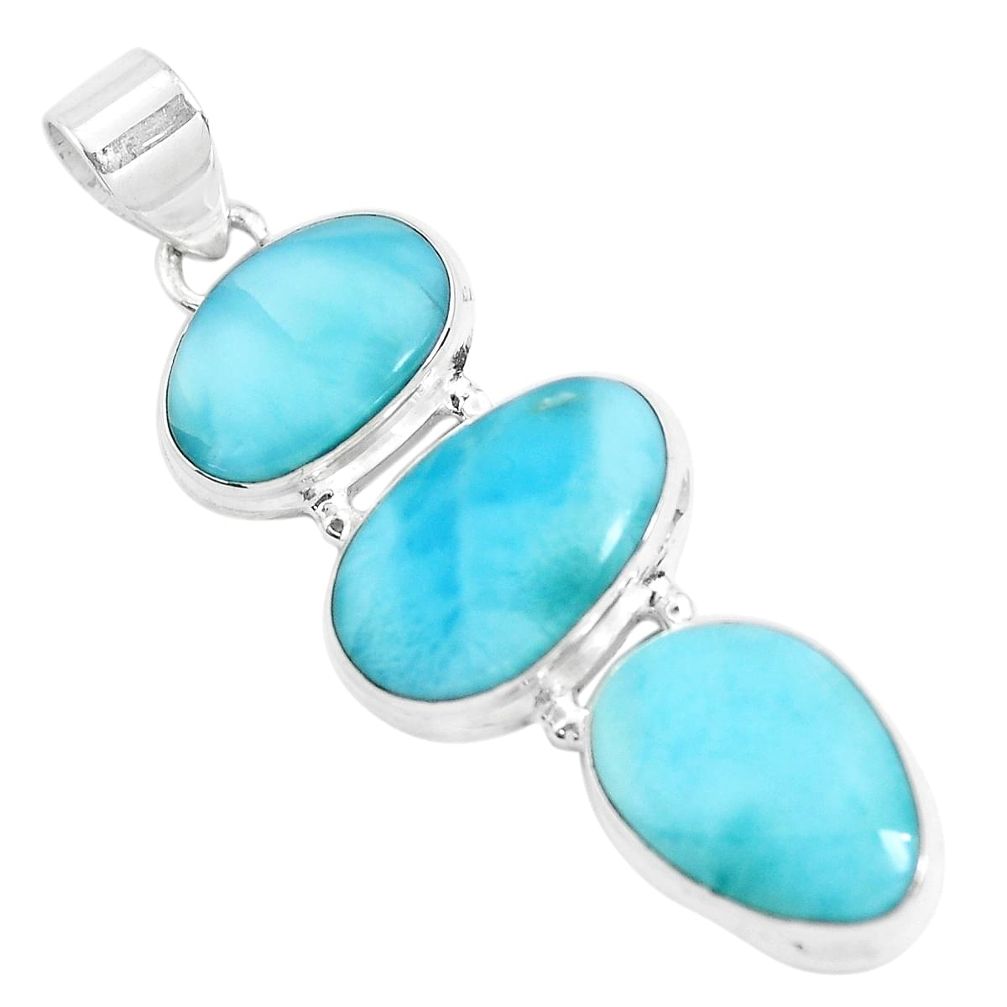 20.86cts natural blue larimar 925 sterling silver pendant jewelry p47672