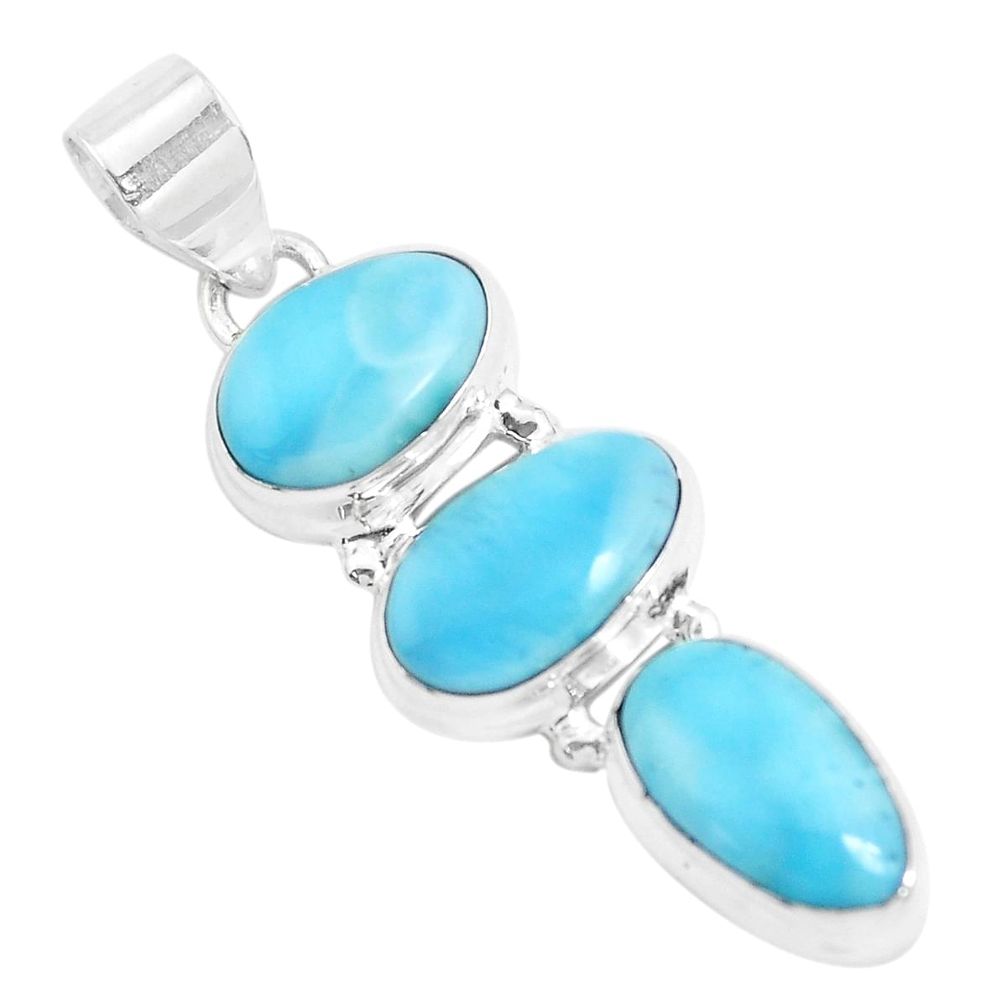 13.71cts natural blue larimar 925 sterling silver pendant jewelry p47676