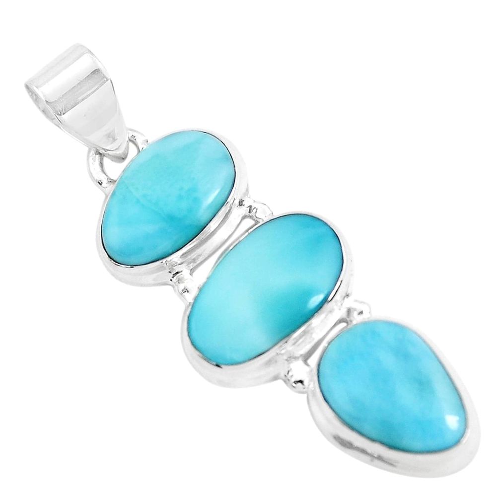 14.26cts natural blue larimar 925 sterling silver pendant jewelry p47677
