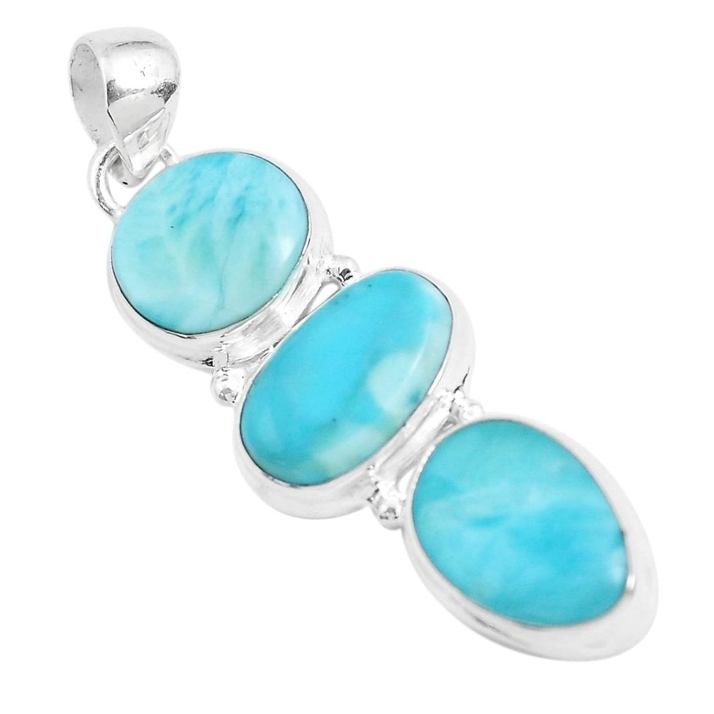 17.18cts natural blue larimar 925 sterling silver pendant jewelry p47680