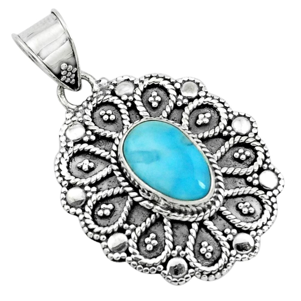 4.03cts natural blue larimar 925 sterling silver pendant jewelry p66625