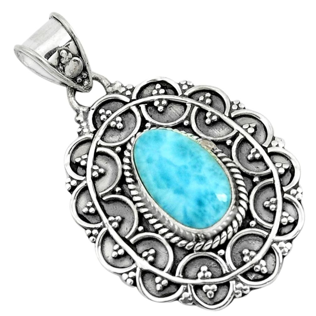 4.52cts natural blue larimar 925 sterling silver pendant jewelry p66631