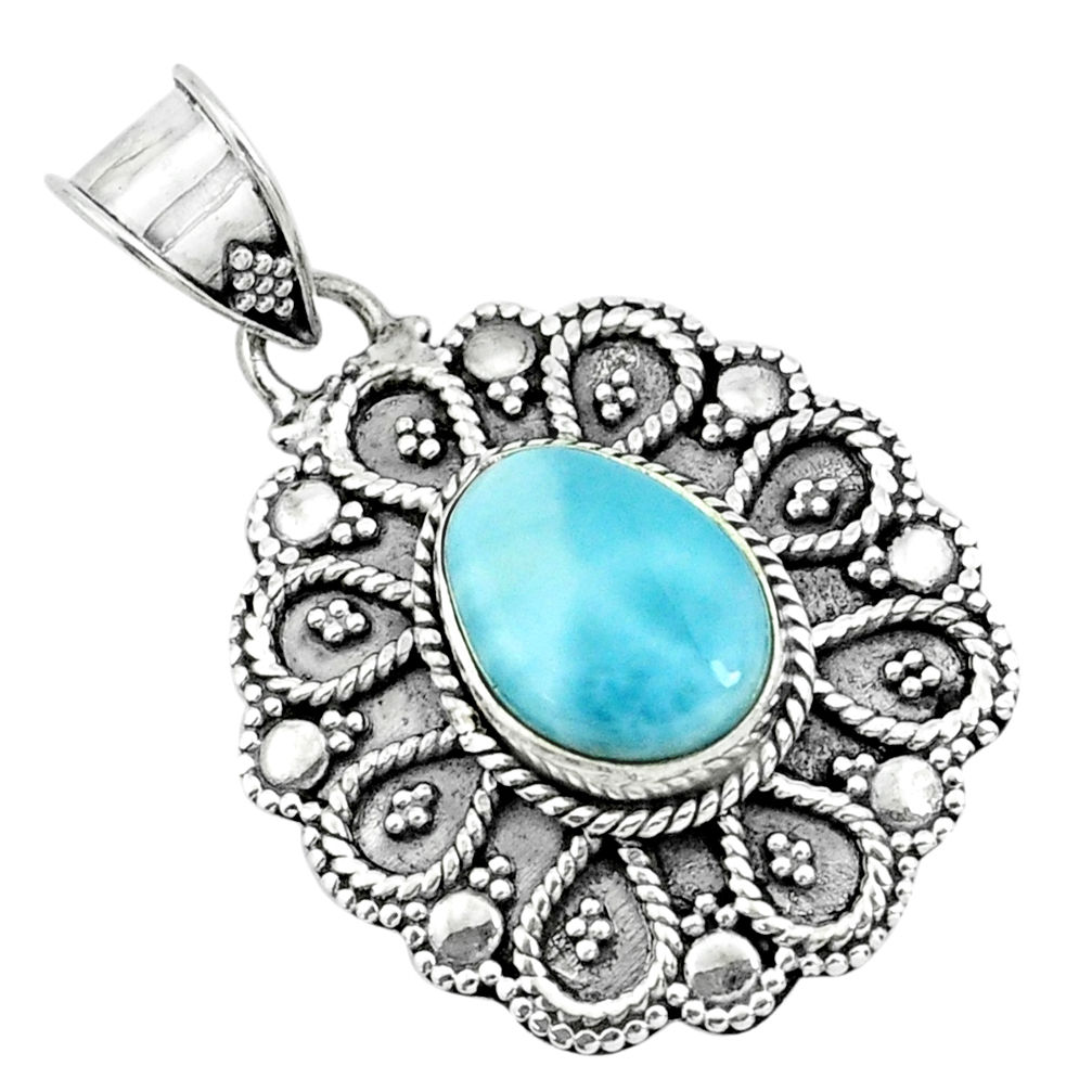 4.40cts natural blue larimar 925 sterling silver pendant jewelry p66633