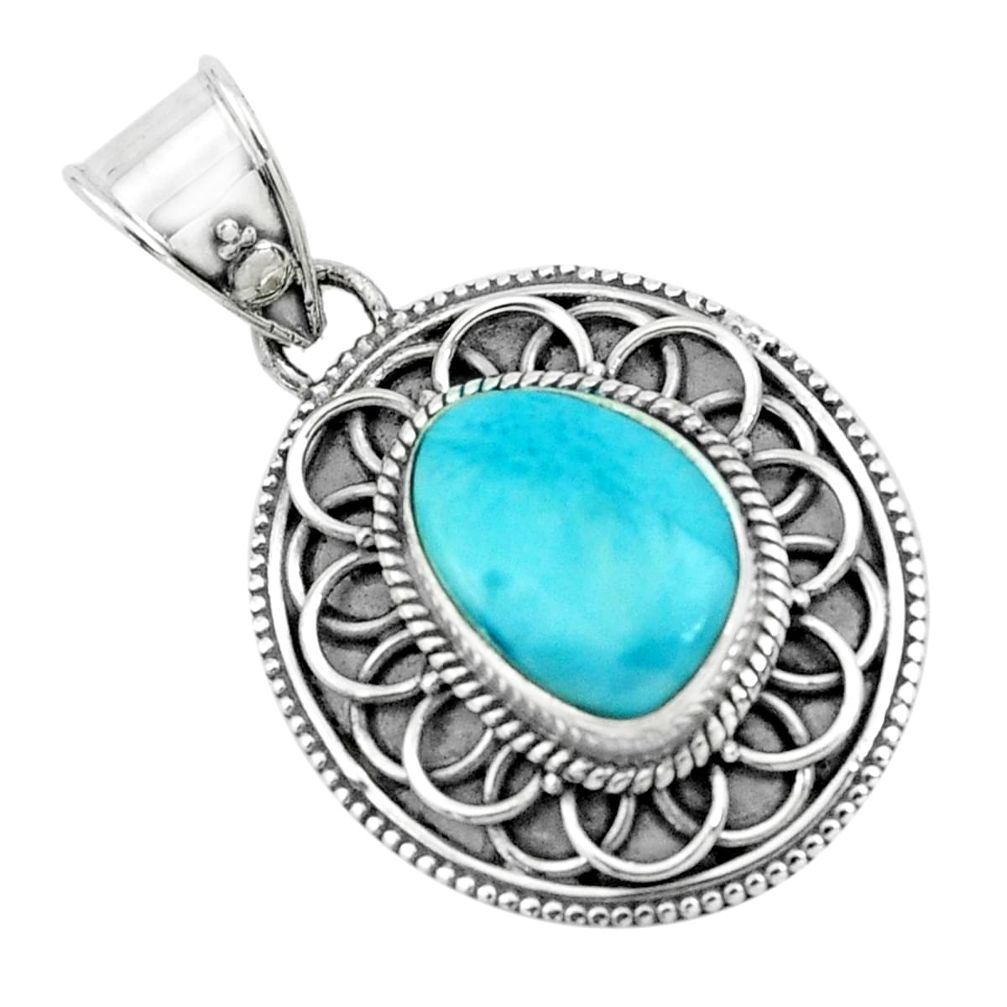 4.40cts natural blue larimar 925 sterling silver pendant jewelry p66643