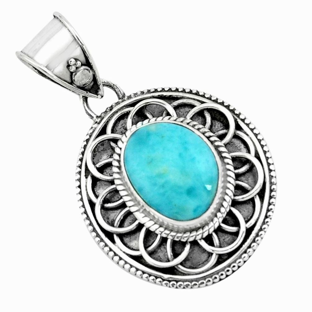 4.52cts natural blue larimar 925 sterling silver pendant jewelry p66648