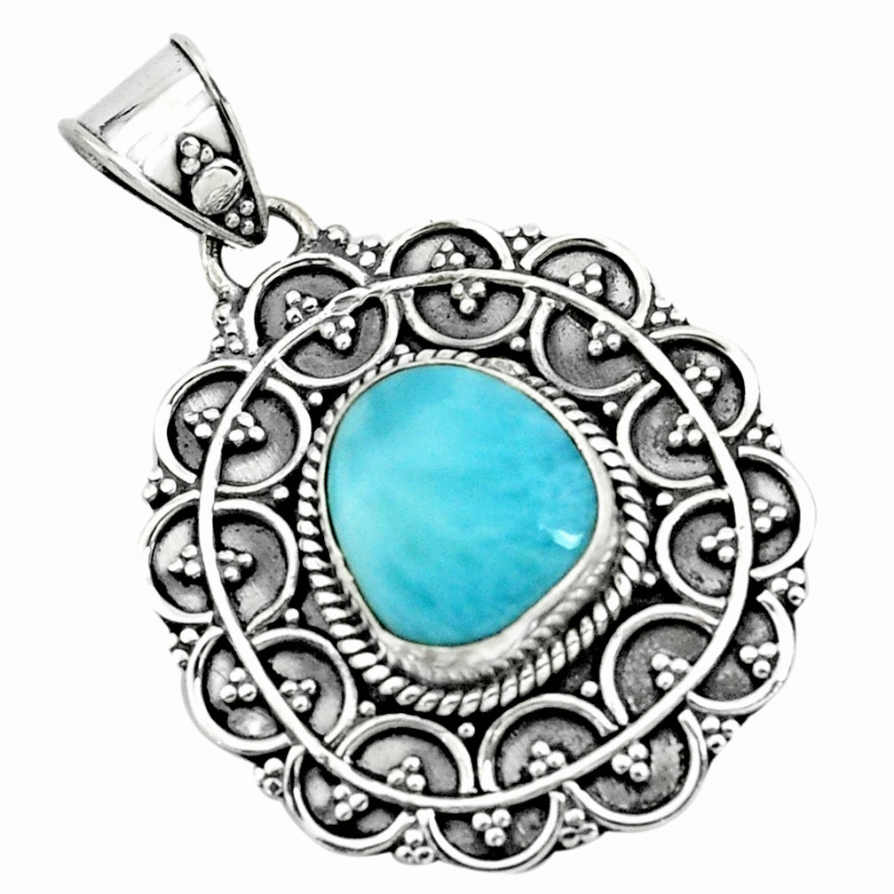 5.31cts natural blue larimar 925 sterling silver pendant jewelry p66652