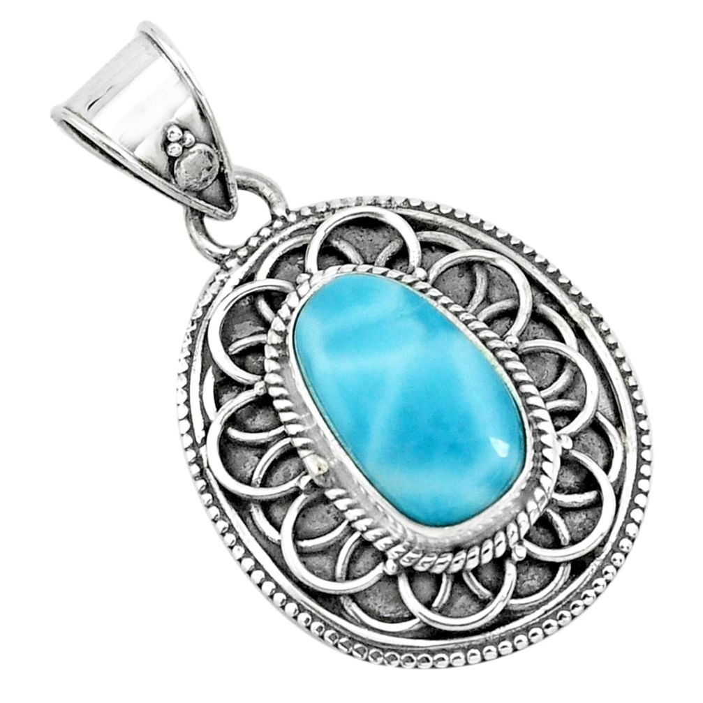 4.40cts natural blue larimar 925 sterling silver pendant jewelry p66657