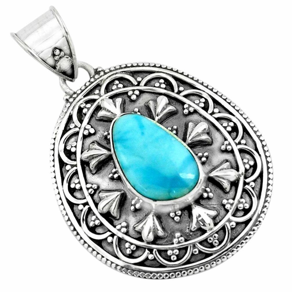 4.38cts natural blue larimar 925 sterling silver pendant jewelry p66662