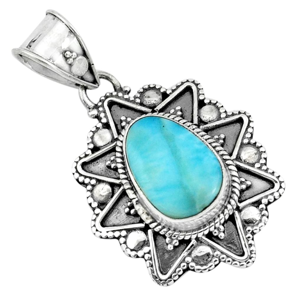 4.92cts natural blue larimar 925 sterling silver pendant jewelry p66663