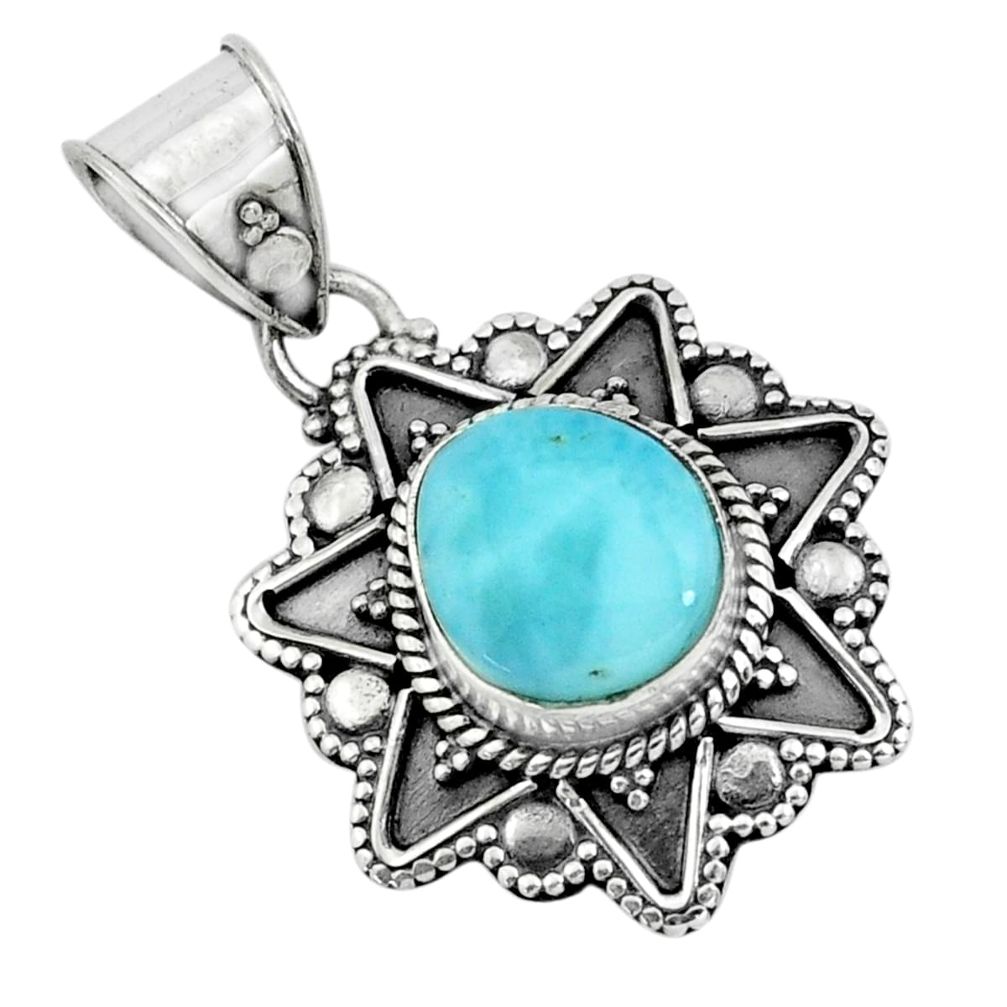 4.06cts natural blue larimar 925 sterling silver pendant jewelry p66669