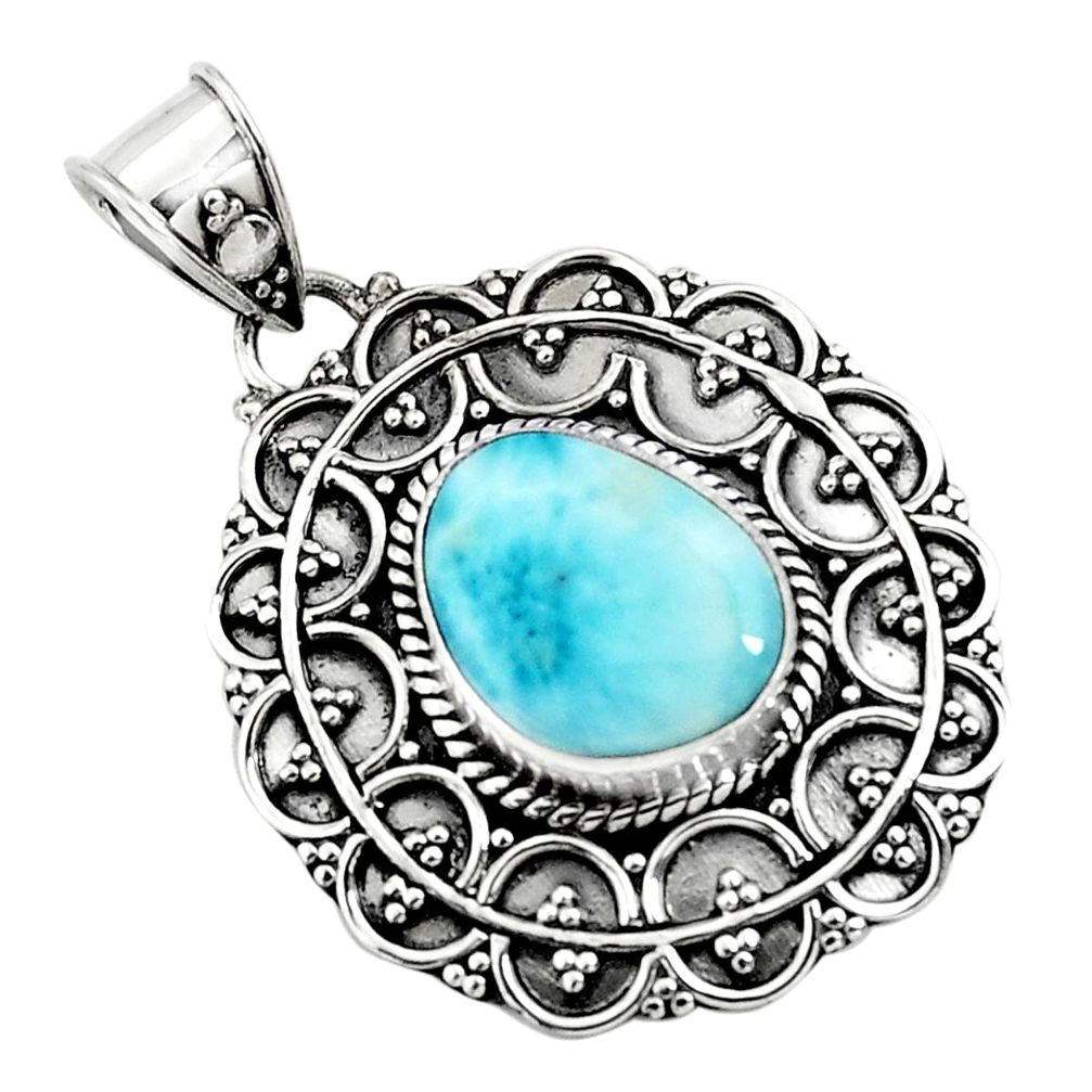 4.93cts natural blue larimar 925 sterling silver pendant jewelry p71222