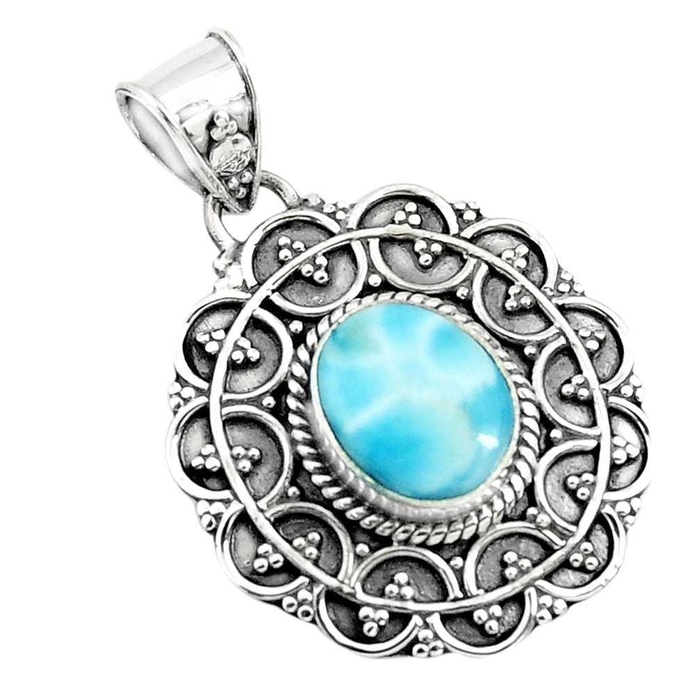 4.51cts natural blue larimar 925 sterling silver pendant jewelry p71236