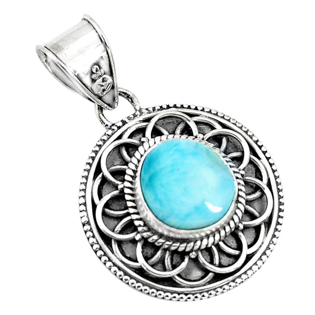 4.52cts natural blue larimar 925 sterling silver pendant jewelry p71248