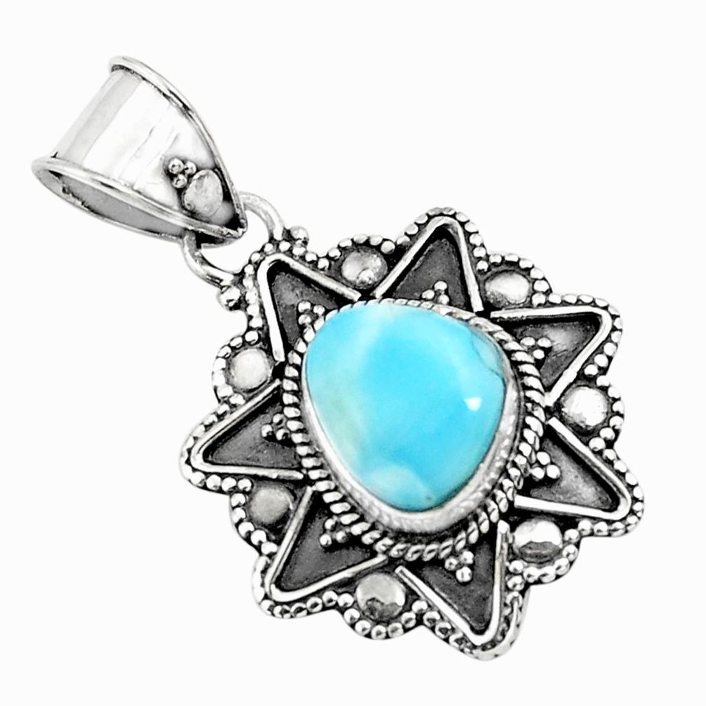 4.30cts natural blue larimar 925 sterling silver pendant jewelry p71251