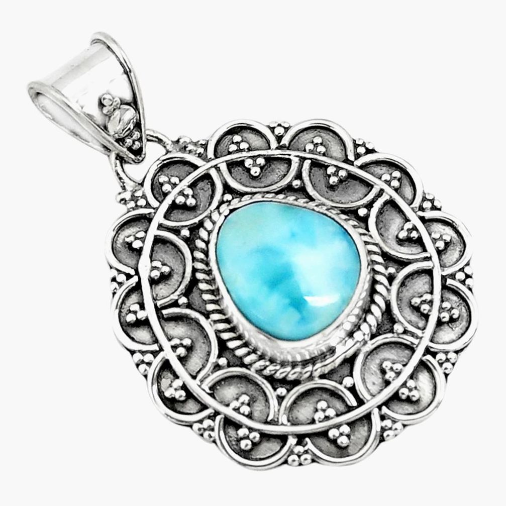 4.92cts natural blue larimar 925 sterling silver pendant jewelry p71253