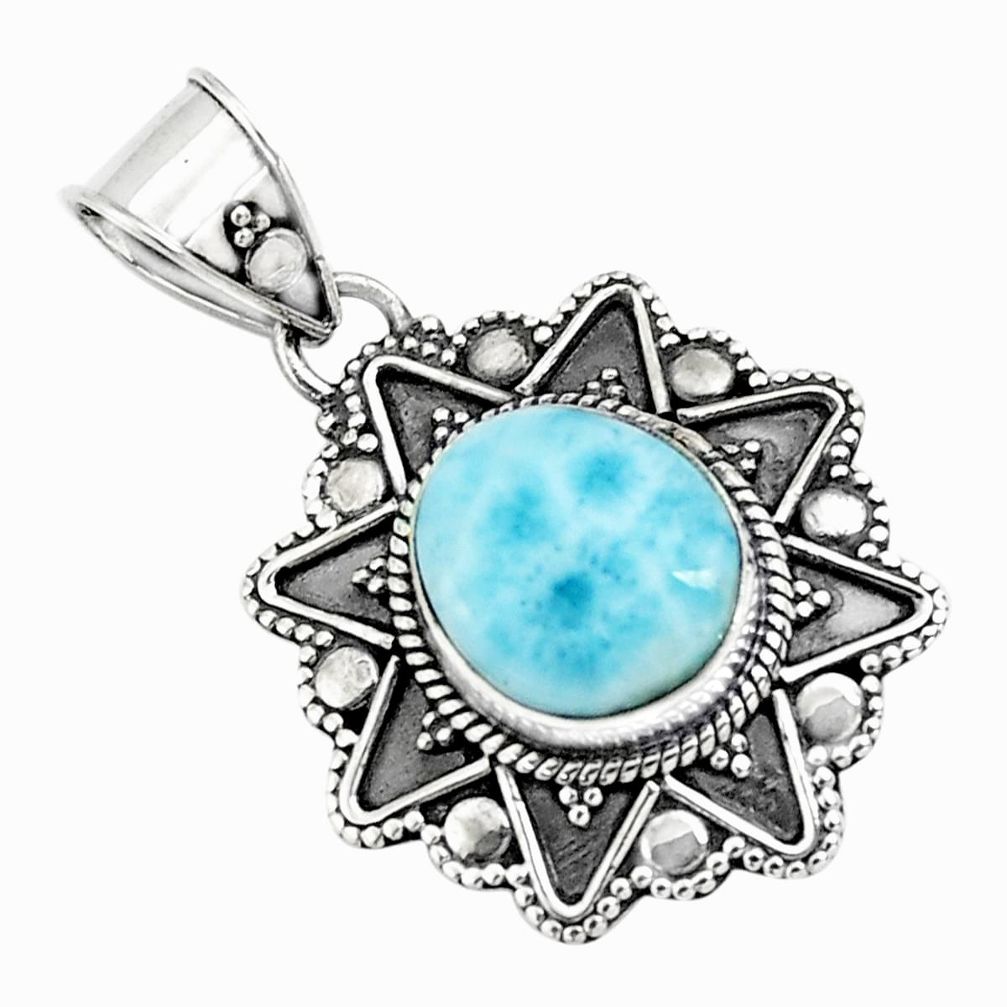 4.92cts natural blue larimar 925 sterling silver pendant jewelry p71254