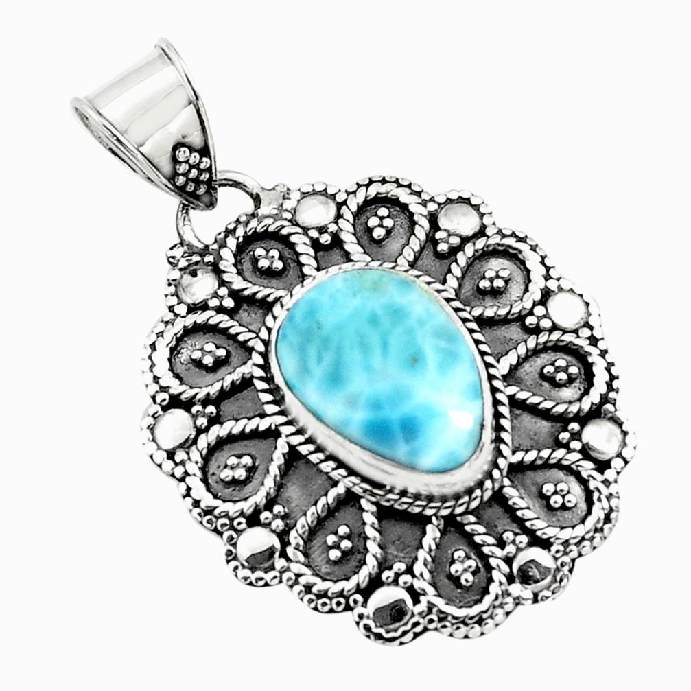 4.38cts natural blue larimar 925 sterling silver pendant jewelry p71258