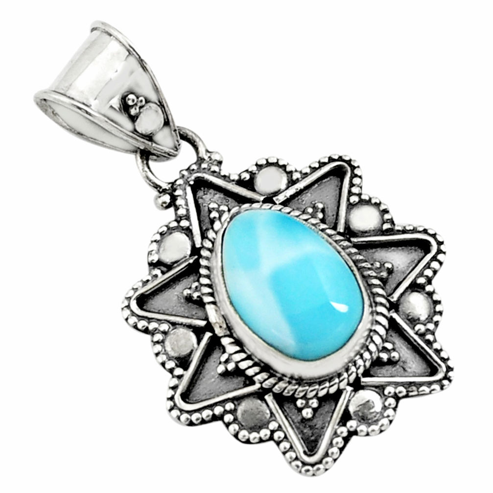 4.03cts natural blue larimar 925 sterling silver pendant jewelry p71260