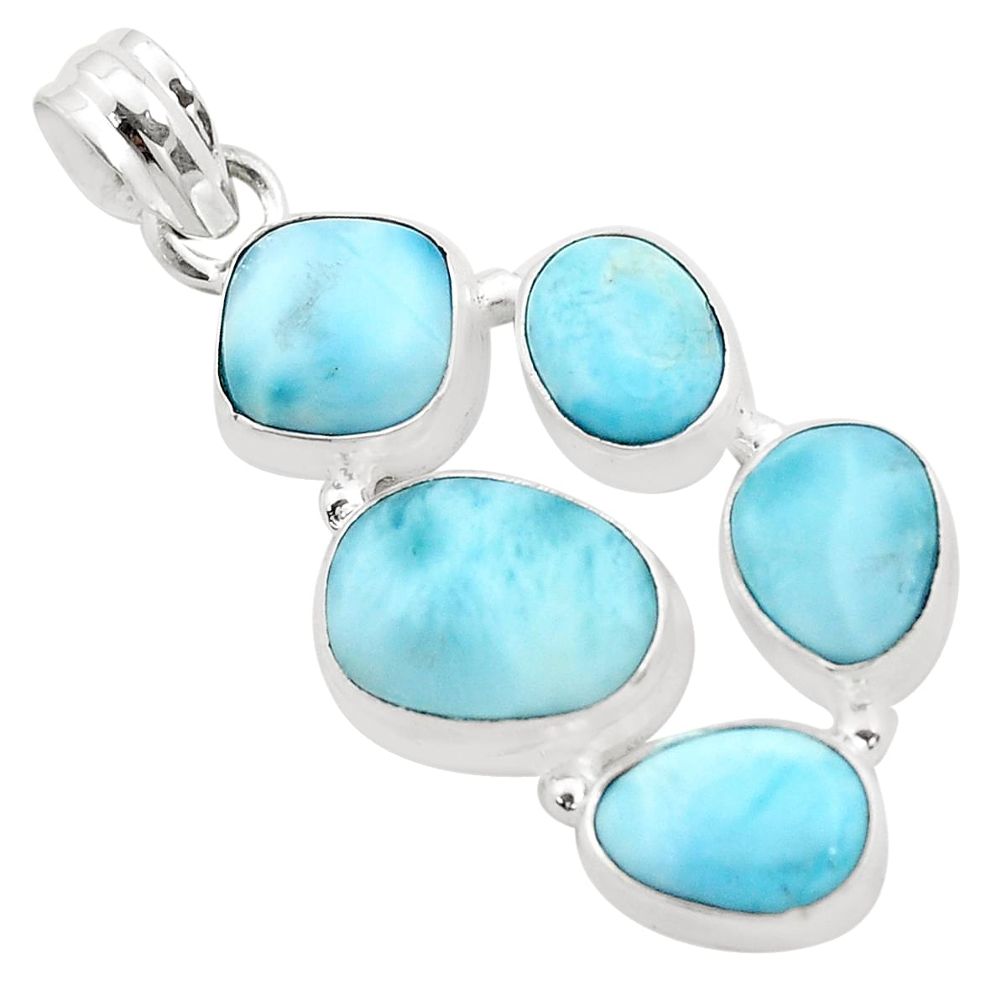 17.20cts natural blue larimar fancy 925 sterling silver pendant jewelry p38325