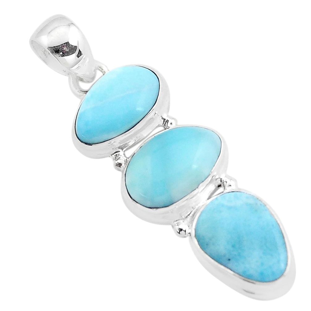 15.85cts natural blue larimar fancy 925 sterling silver pendant jewelry p38343