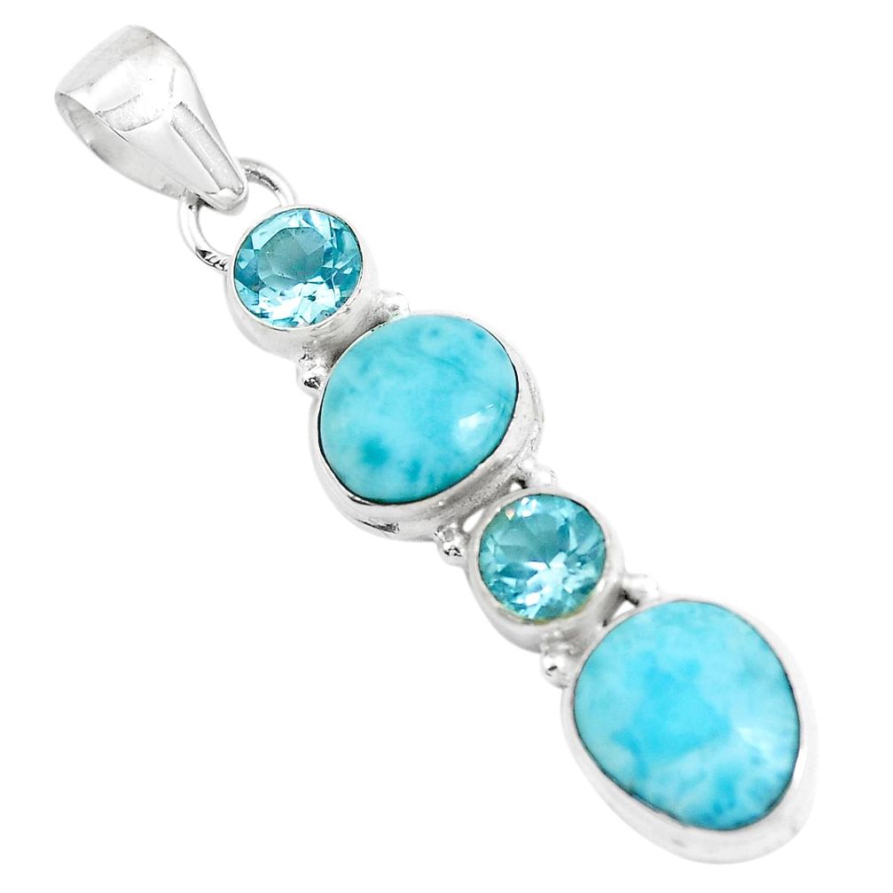 12.07cts natural blue larimar topaz 925 sterling silver pendant jewelry p47678