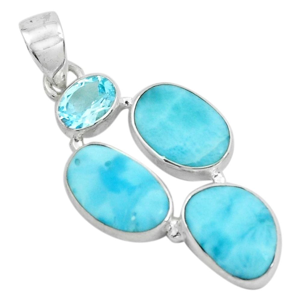 14.72cts natural blue larimar topaz 925 sterling silver pendant jewelry p66689